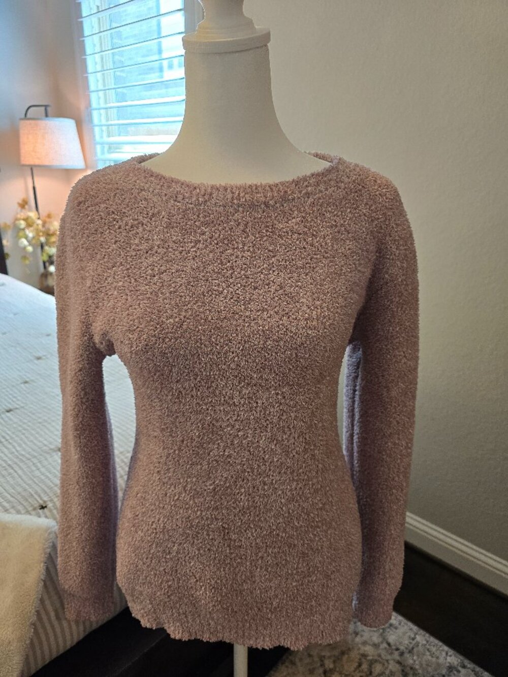 Barefoot Dreams CozyChic Seaside Blush Pink Knit Pullover Sweater | Size S